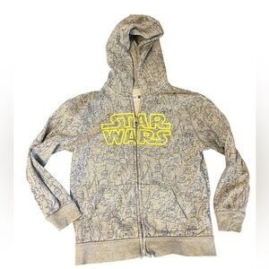 Rare Gap Star Wars Hooded Full Zip Sweatshirt Kids Size Large Grey